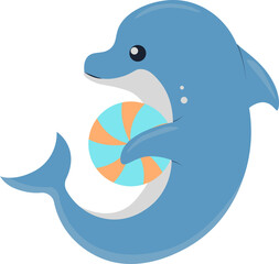 Cheerful Dolphin in Action. Vector Cartoon Character