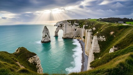 Dramatic cliffs and ocean landscape formation.