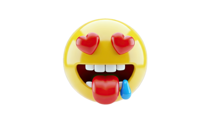 Emoji with hearts for eyes, tongue out, and drooling