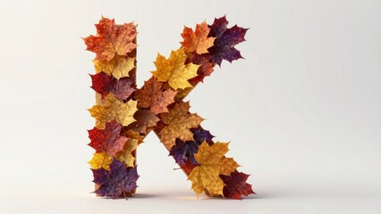 Autumn leaves forming letter K