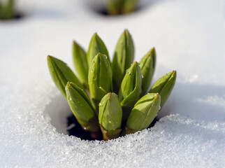 green plant in snow