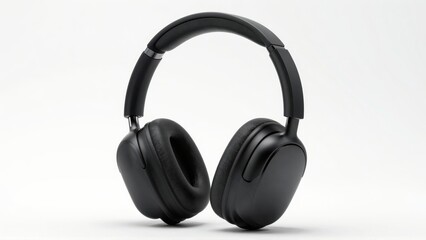 Black overear headphones on white background