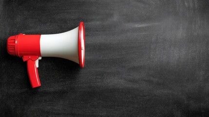 Red and White Megaphone on Black Chalkboard