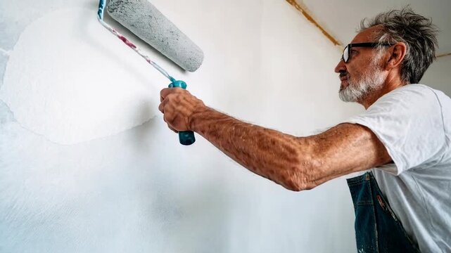 Man painting wall renovation home improvement lifestyle craftsmanship captured in a powerful cinematic moment filled with emotion atmosphere depth and compelling visual storytelling tha