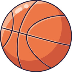 A simplified, illustrative depiction of a classic orange basketball with distinct dark seams and subtle highlights