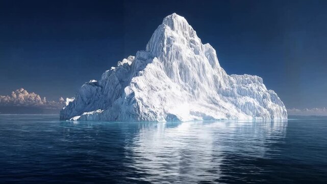 Majestic iceberg floating across calm arctic waters capturing the beauty fragility and vast scale of natural environments creating impactful visual storytelling for environmental awareness projects