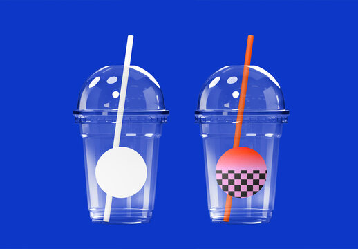 Colorful Cups Mockup With Geometric Designs PSD