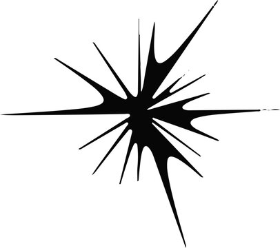 A sharp, abstract, black, exploding starburst shape emanating from a central point