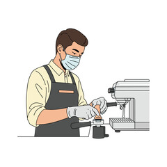 Barista Preparing Coffee Behind Counter