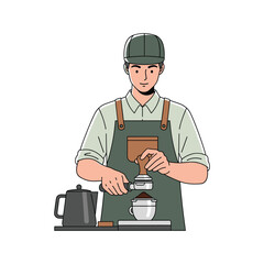 Coffee Shop Barista Preparing Fresh Coffee