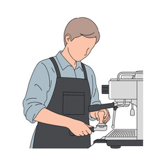 Expert Barista Preparing Coffee with Professional Machine