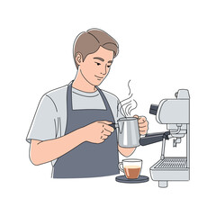 Expert Barista Preparing Coffee with Espresso Machine
