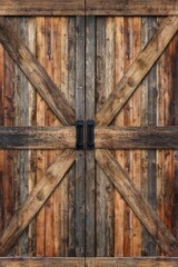 Rustic Wooden Barn Door with X-Frame Design