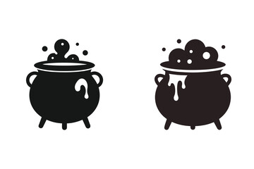 Witch Cauldron Silhouette Icon Spooky Magic Illustration  icon