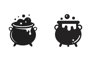 Witch Cauldron Silhouette Icon Spooky Magic Illustration  icon