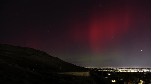Rare Aurora Display Over Denver Colorado Night Timelapse