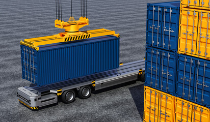 Conceptual image of a three-dimensional rendered unmanned automated cargo terminal scene