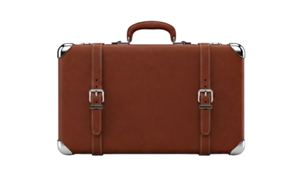 Brown Leather Briefcase with Buckles and Metal Accents