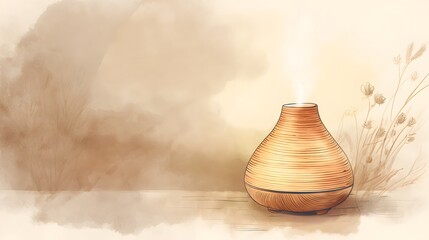 Cozy aromatherapy diffuser illustration evokes warmth serenity and a peaceful home spa atmosphere