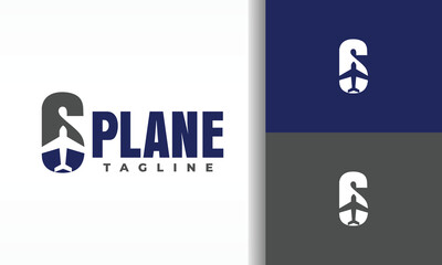 Modern Airplane and Letter S Logo Concept
