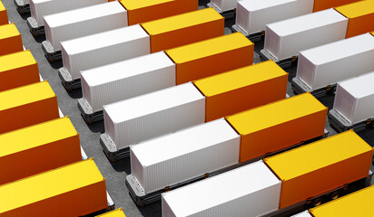 Conceptual image of a three-dimensional rendered unmanned automated cargo terminal scene