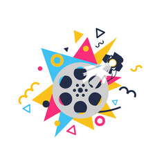 Modern Abstract Cinema Film Reel Splash Illustration