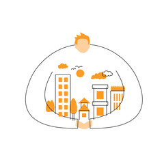 SDGs：目標11。住み続けられるまちづくりのイメージイラスト。