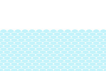 青海波の背景イラスト　和柄　水色