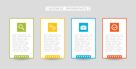 Professional Business Infographic Template | Four-Step Strategic Growth Process | Minimalist Corporate Development Workflow | Business Solutions and Data Analysis Layout