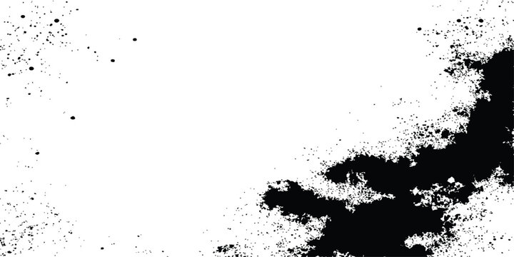 Abstract black ink grunge paint splash stain texture vector illustration background