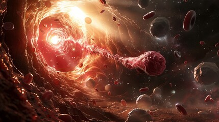 3d medical animation of artery showing cholesterol particles and blood flow in heart disease