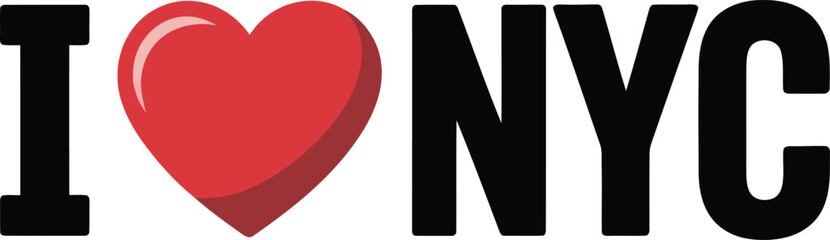 Iconic phrase displaying I love New York City with a bright red heart symbol