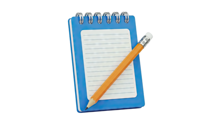 Blue Spiral Notebook with Orange Pencil
