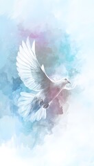 Fototapeta premium Serene dove watercolor art embodies peace a spiritual symbol of hope and airy modern design