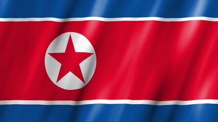 North Korea Flag Waving, Democratic People’s Republic of Korea Flag of North Korea, DPRK National Flag Waving Fabric Background
