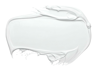 Swatch of thick, white paint smeared across a black background