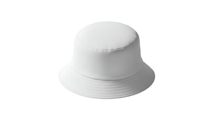 A crisp, white bucket hat against a dark background, in a 3D rendering