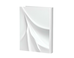 White 3D wall panel, smooth, curved design, angled, modern, sleek