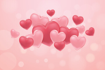 3D style, Valentine Heart Background, Romantic Love Design with Soft Light