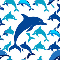 Obraz premium Playful dolphins in blue