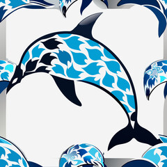 Playful dolphin pattern © Meraj
