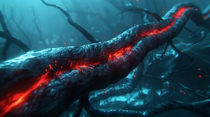 3d animation of blood vessel interior depicting cholesterol particles and blood flow in health