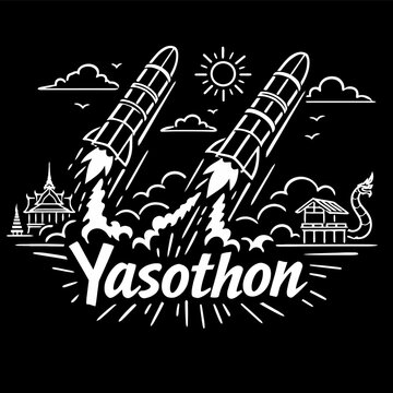 Yasothon rocket festival launching into sky vector illustration