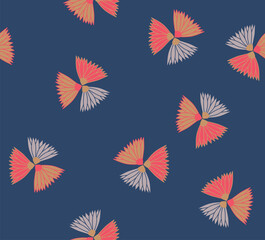 Japanese Circle Fan Flower Vector Seamless Pattern