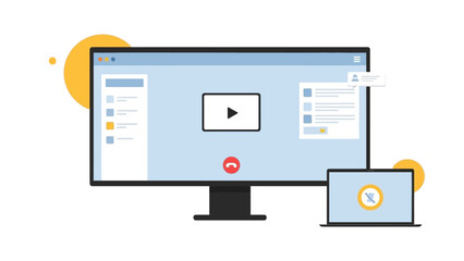 Seamless Digital Communication and Remote Collaboration Concept with Multiple Devices for Virtual Meetings and Online Conferences