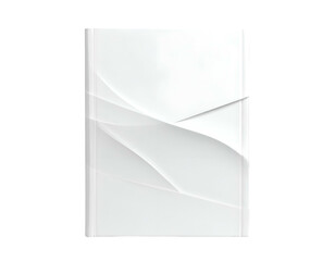 A white textured book cover with abstract, layered, geometric forms