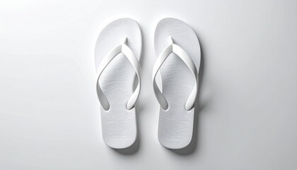 Minimalist White Flip Flops on Clean Background for Summer.