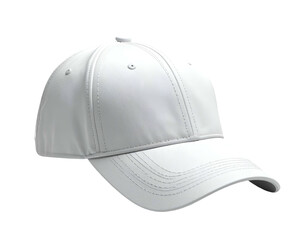Simple white baseball cap against a dark background, angled