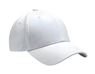 A crisp, white baseball cap on a transparent background