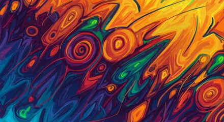 Vibrant Abstract Swirls and Shapes - Colorful Digital Art Background